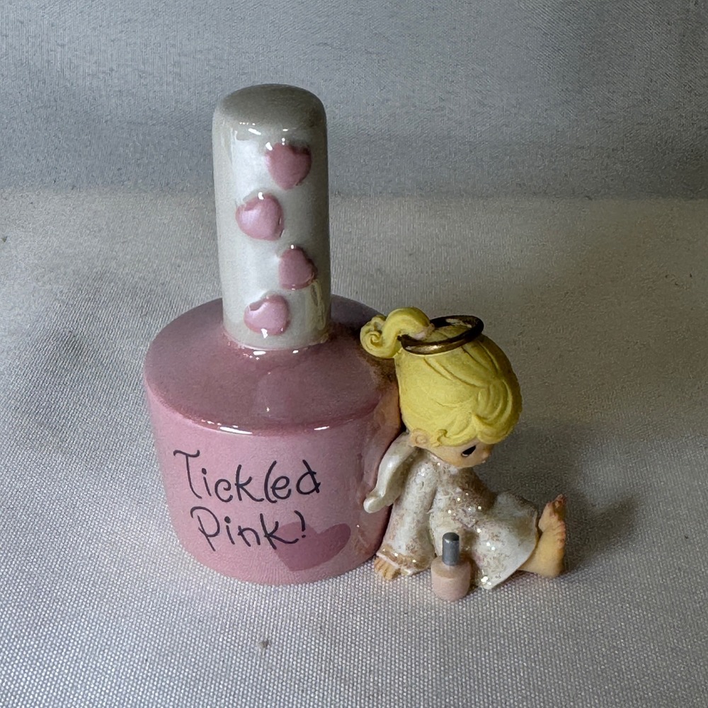 Precious Moments 2004 Tickled Pink Angel Nail Polish Bottle Figurine Enesco
